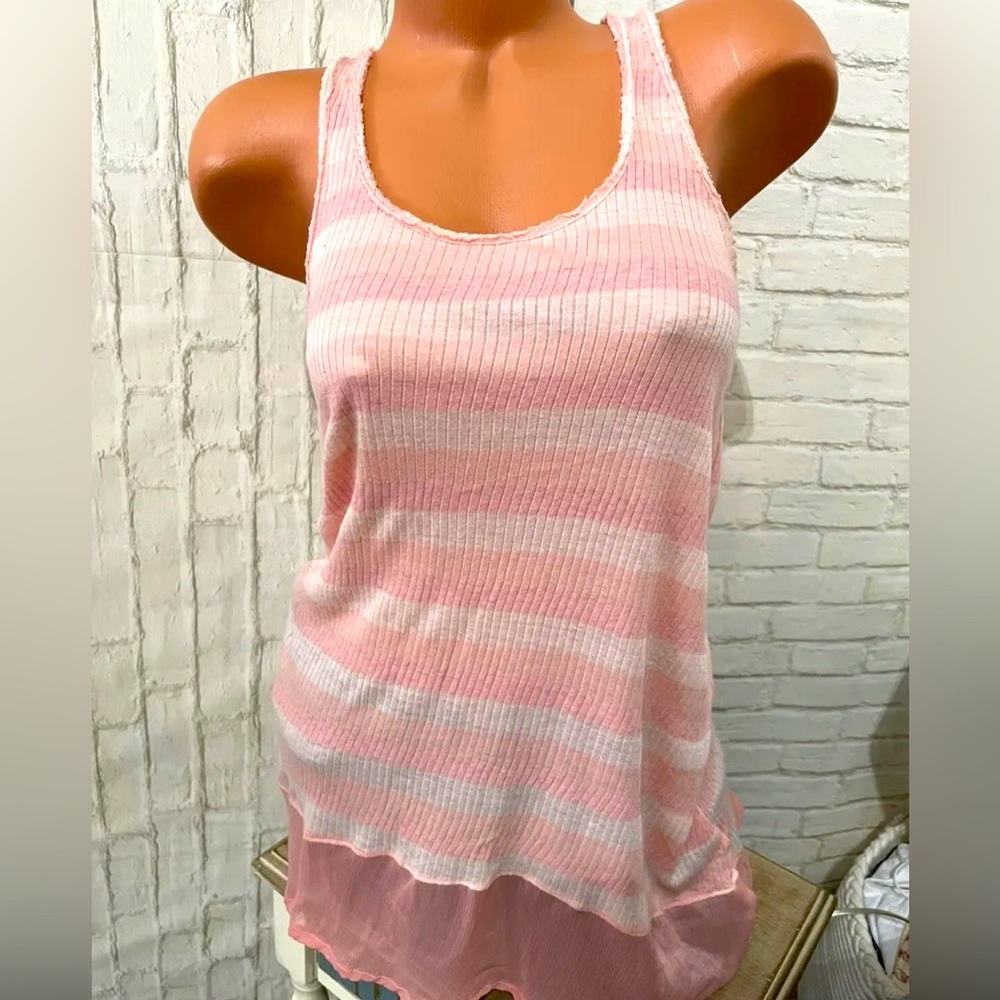 Free People RARE Racer Back Tank Chiffon Edge Tunic Dress M NWT